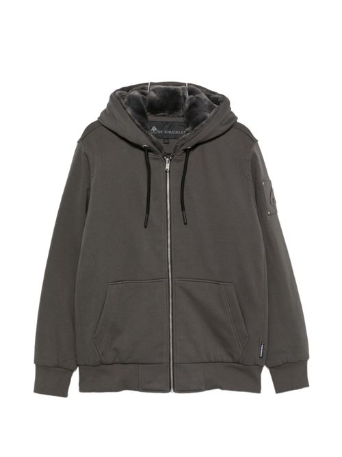 Felpa con cappuccio Moose Knuckles Classic Bunny da uomo grigia con interno effetto pelliccia MOOSE KNUCKLES | M32MS6002043